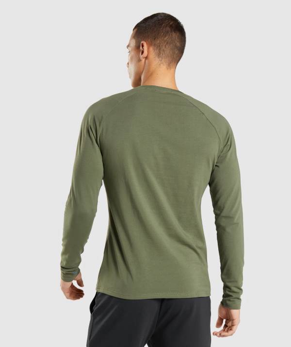 Panske Mikiny Gymshark Apollo Long Sleeve Olivovo Zelená | ID2867049